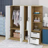 3 Door Wooden Storage Wardrobe With Shelves & Drawers - White Or Natural Wood For Bedroom & Entryway